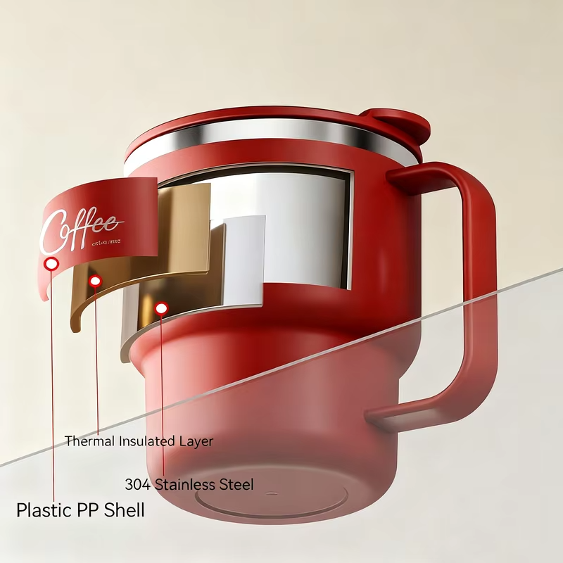 400ML Double Layer Coffee Mug 304 Stainless Steel Sealed Drinking Cup For Cold And Hot Water Insulated Milk Coffee Cup Drinkware