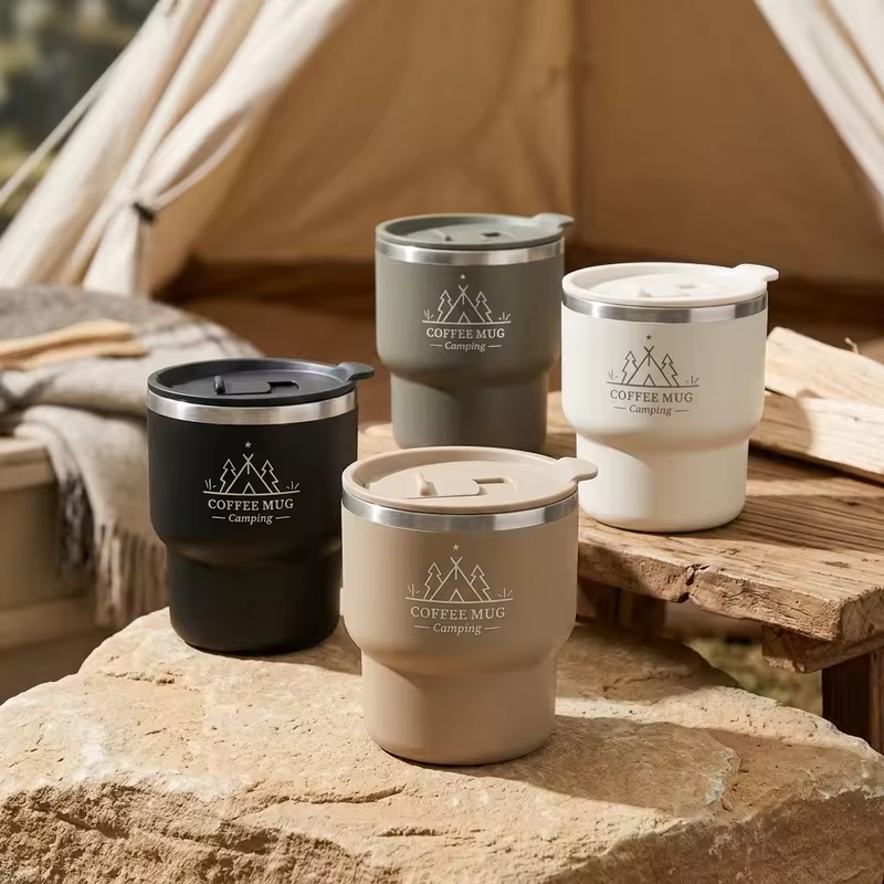 Double-layer Insulated Coffee Mug With Lid 400ML 304 Stainless Steel Drinking Cup Anti Scalding Sealed Milk Coffee Cup Drinkware
