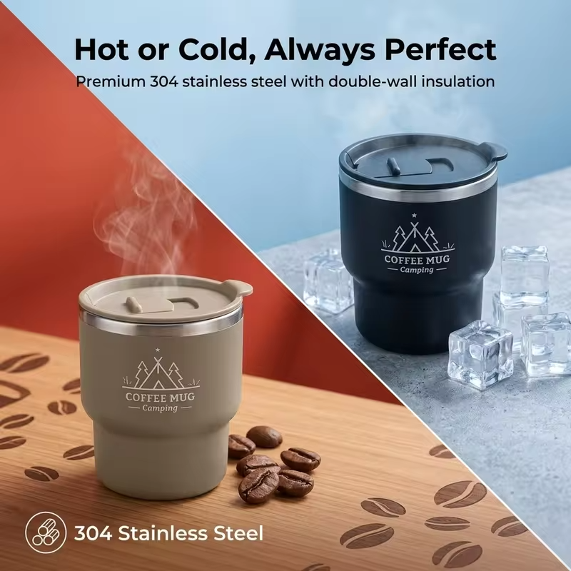 Double-layer Insulated Coffee Mug With Lid 400ML 304 Stainless Steel Drinking Cup Anti Scalding Sealed Milk Coffee Cup Drinkware