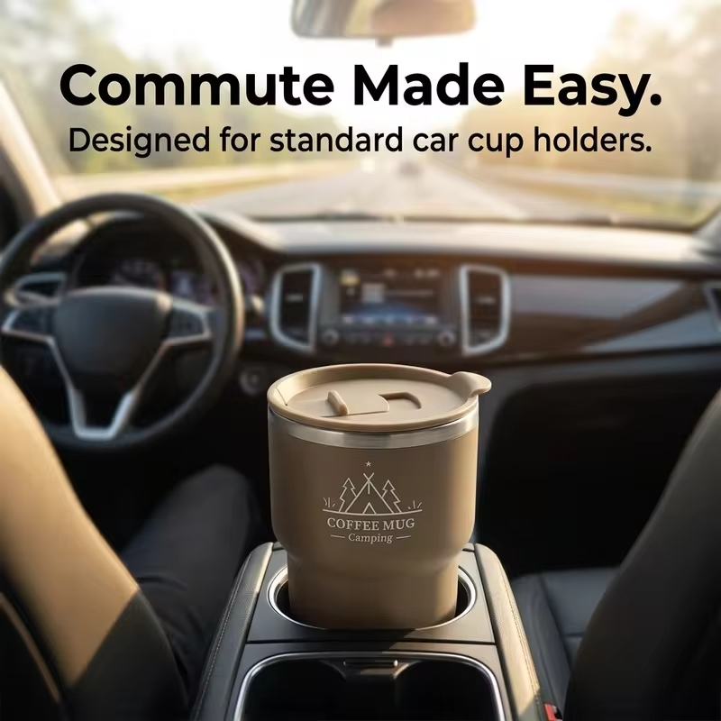 Double-layer Insulated Coffee Mug With Lid 400ML 304 Stainless Steel Drinking Cup Anti Scalding Sealed Milk Coffee Cup Drinkware