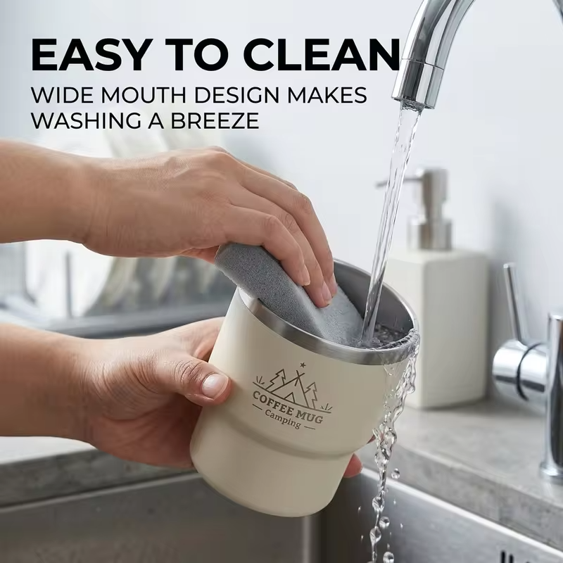 Double-layer Insulated Coffee Mug With Lid 400ML 304 Stainless Steel Drinking Cup Anti Scalding Sealed Milk Coffee Cup Drinkware