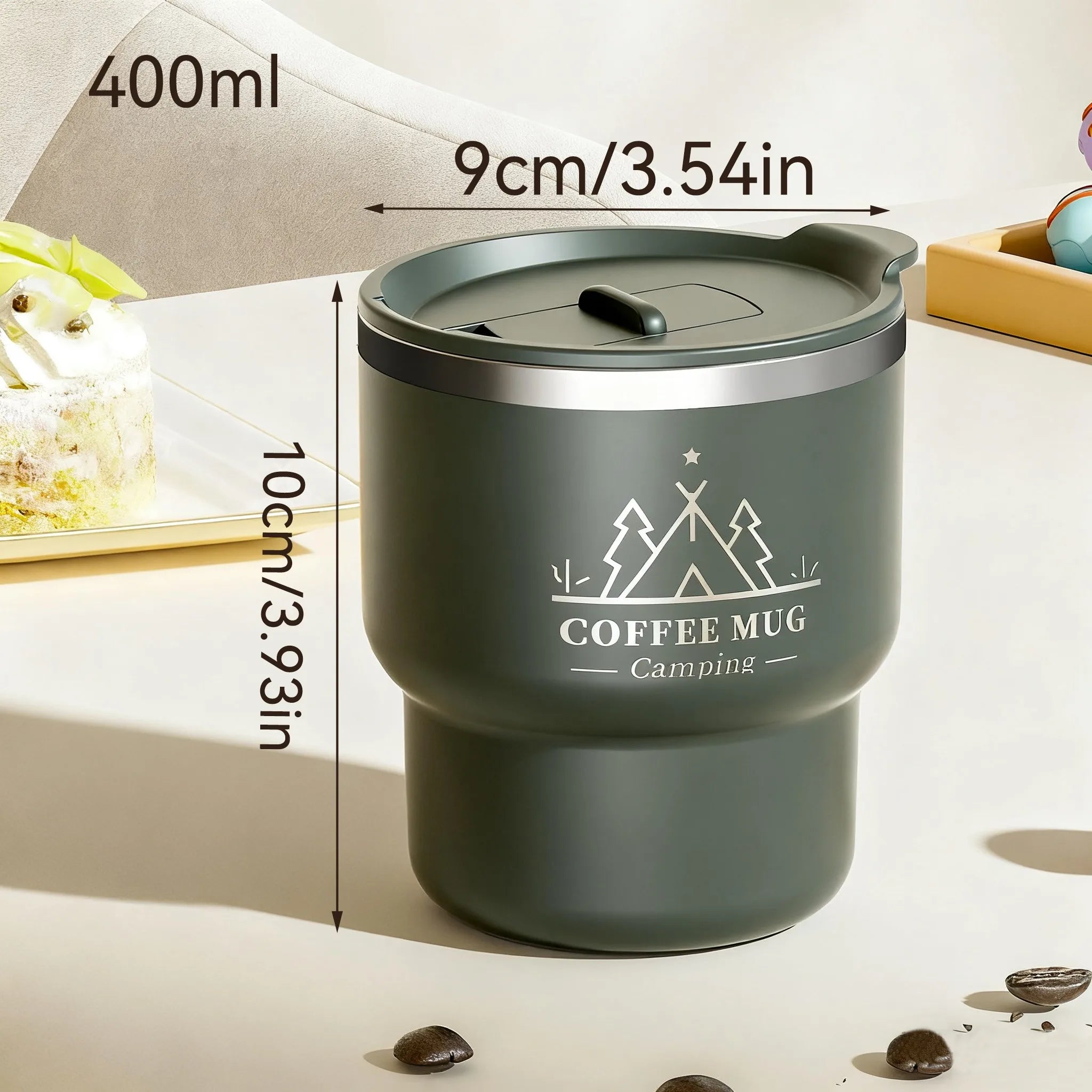 Double-layer Insulated Coffee Mug With Lid 400ML 304 Stainless Steel Drinking Cup Anti Scalding Sealed Milk Coffee Cup Drinkware