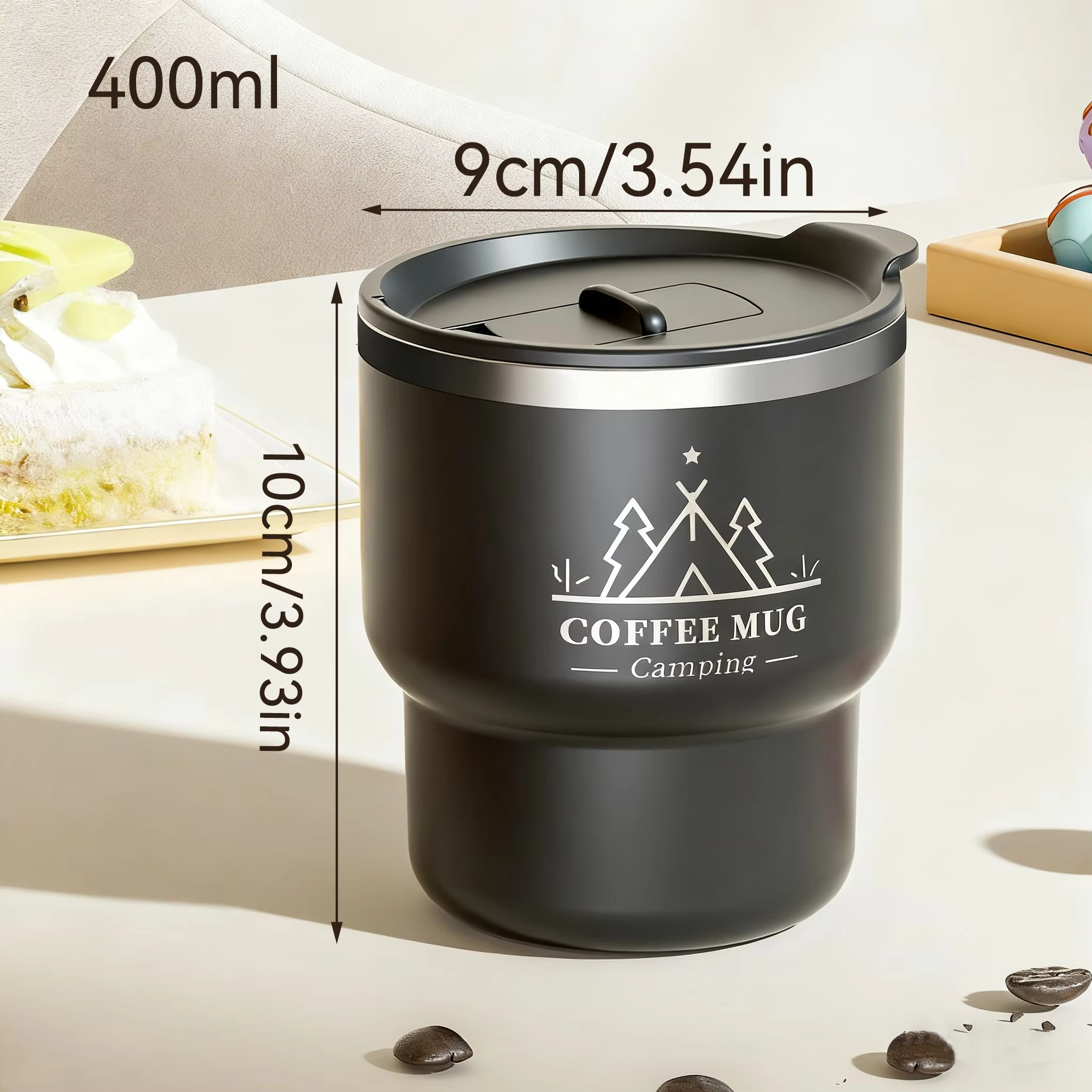 Double-layer Insulated Coffee Mug With Lid 400ML 304 Stainless Steel Drinking Cup Anti Scalding Sealed Milk Coffee Cup Drinkware
