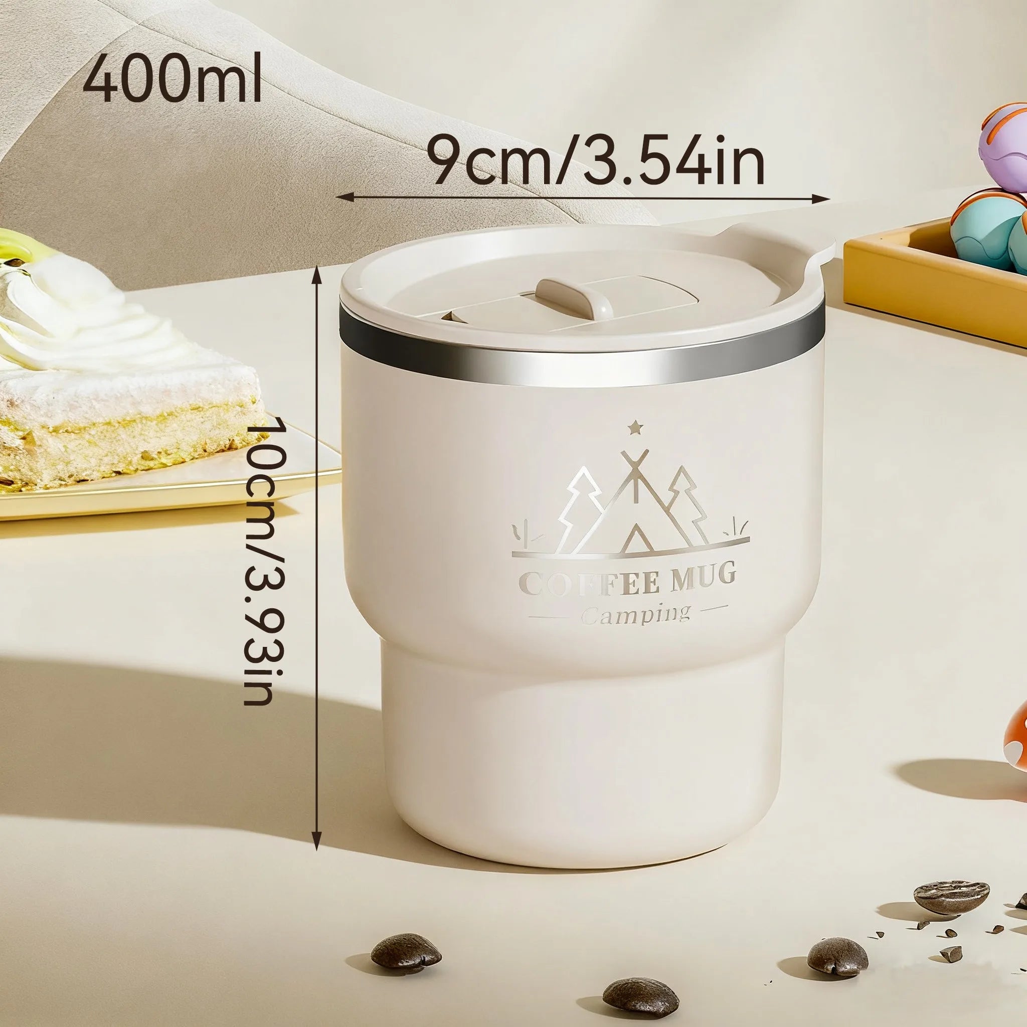 Double-layer Insulated Coffee Mug With Lid 400ML 304 Stainless Steel Drinking Cup Anti Scalding Sealed Milk Coffee Cup Drinkware