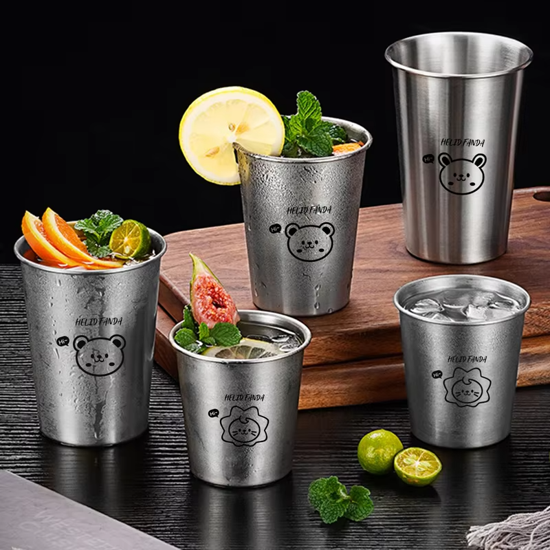 304 Stainless Steel Single Layer Water Cup Reusable Tumbler Beer Cups Durable Tea Milk Coffee Mug Kids Drinking Cup Drinkware