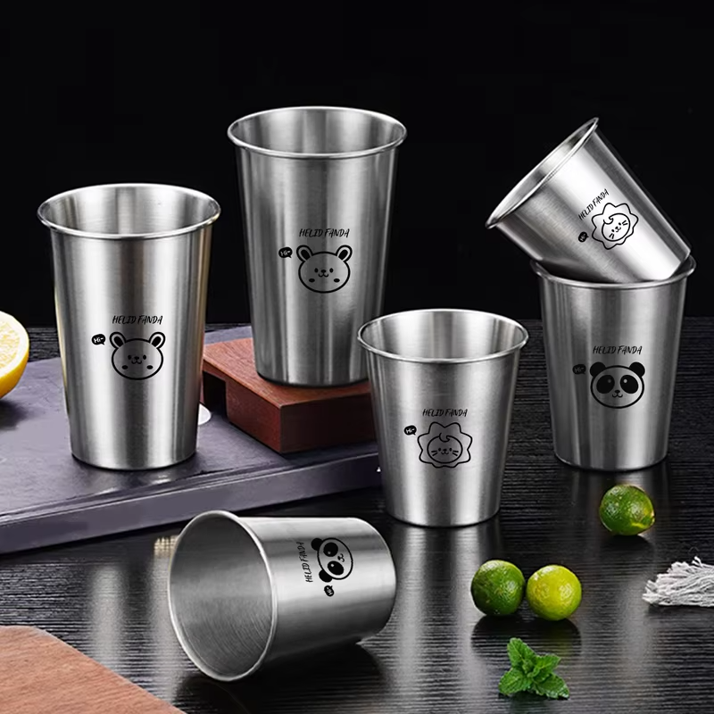 304 Stainless Steel Single Layer Water Cup Reusable Tumbler Beer Cups Durable Tea Milk Coffee Mug Kids Drinking Cup Drinkware