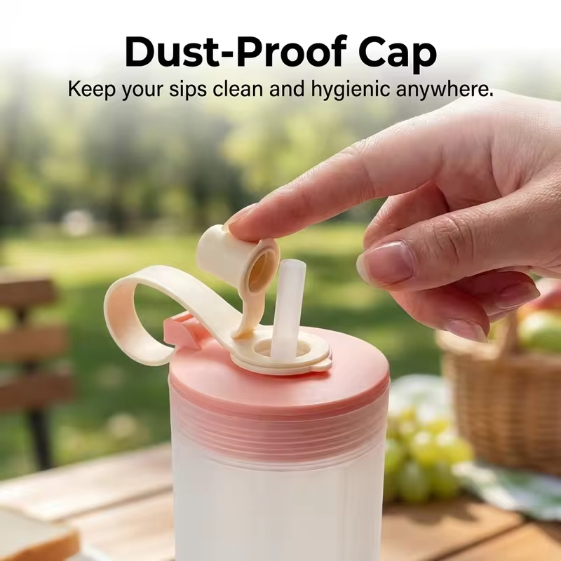 350/550ML Plastic Drinking Bottle With Handle&Straw Travel Sport Water Bottle For Juice Beverage Portable Tumbler For Students