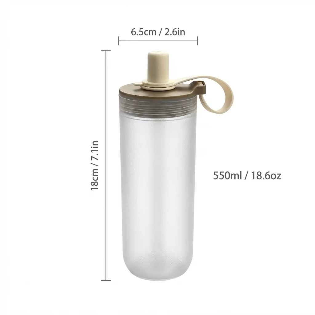 350/550ML Plastic Drinking Bottle With Handle&Straw Travel Sport Water Bottle For Juice Beverage Portable Tumbler For Students