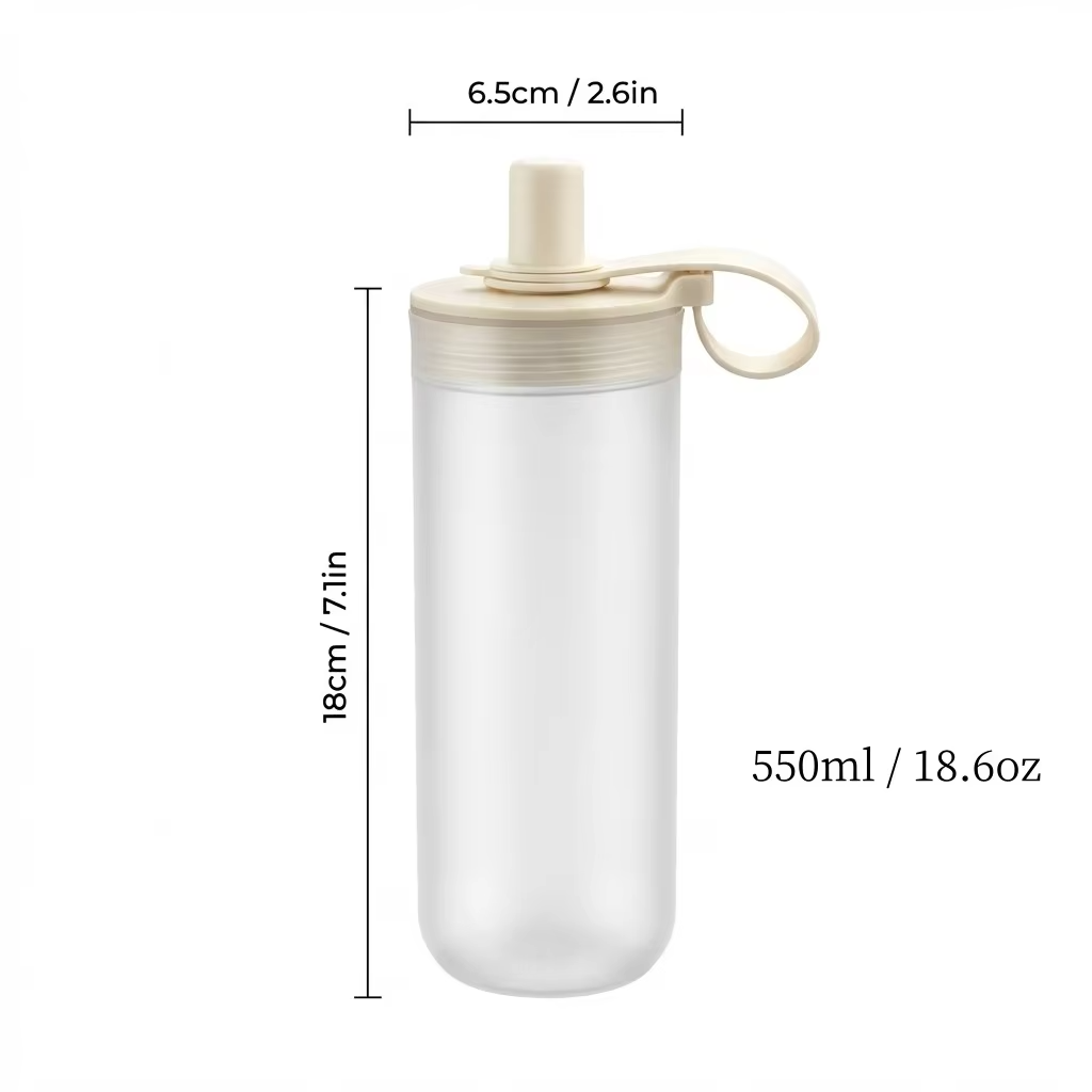 350/550ML Plastic Drinking Bottle With Handle&Straw Travel Sport Water Bottle For Juice Beverage Portable Tumbler For Students
