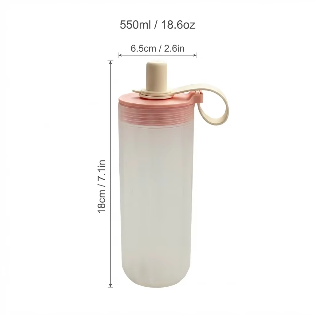 350/550ML Plastic Drinking Bottle With Handle&Straw Travel Sport Water Bottle For Juice Beverage Portable Tumbler For Students