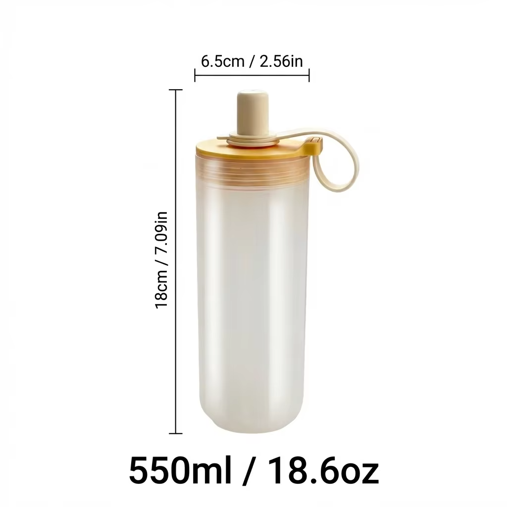 350/550ML Plastic Drinking Bottle With Handle&Straw Travel Sport Water Bottle For Juice Beverage Portable Tumbler For Students