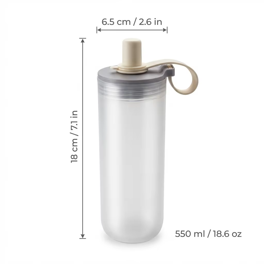 350/550ML Plastic Drinking Bottle With Handle&Straw Travel Sport Water Bottle For Juice Beverage Portable Tumbler For Students