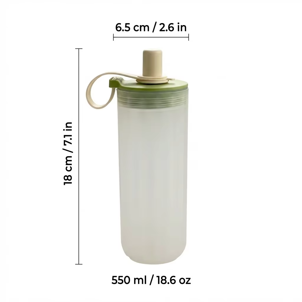 350/550ML Plastic Drinking Bottle With Handle&Straw Travel Sport Water Bottle For Juice Beverage Portable Tumbler For Students