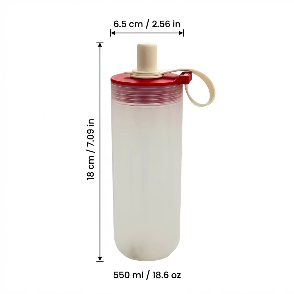 350/550ML Plastic Drinking Bottle With Handle&Straw Travel Sport Water Bottle For Juice Beverage Portable Tumbler For Students