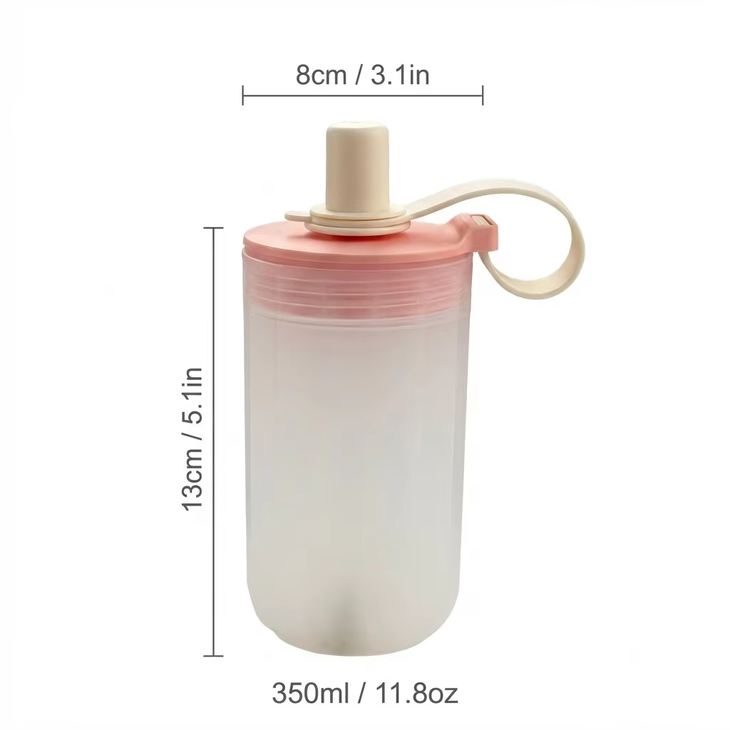 350/550ML Plastic Drinking Bottle With Handle&Straw Travel Sport Water Bottle For Juice Beverage Portable Tumbler For Students