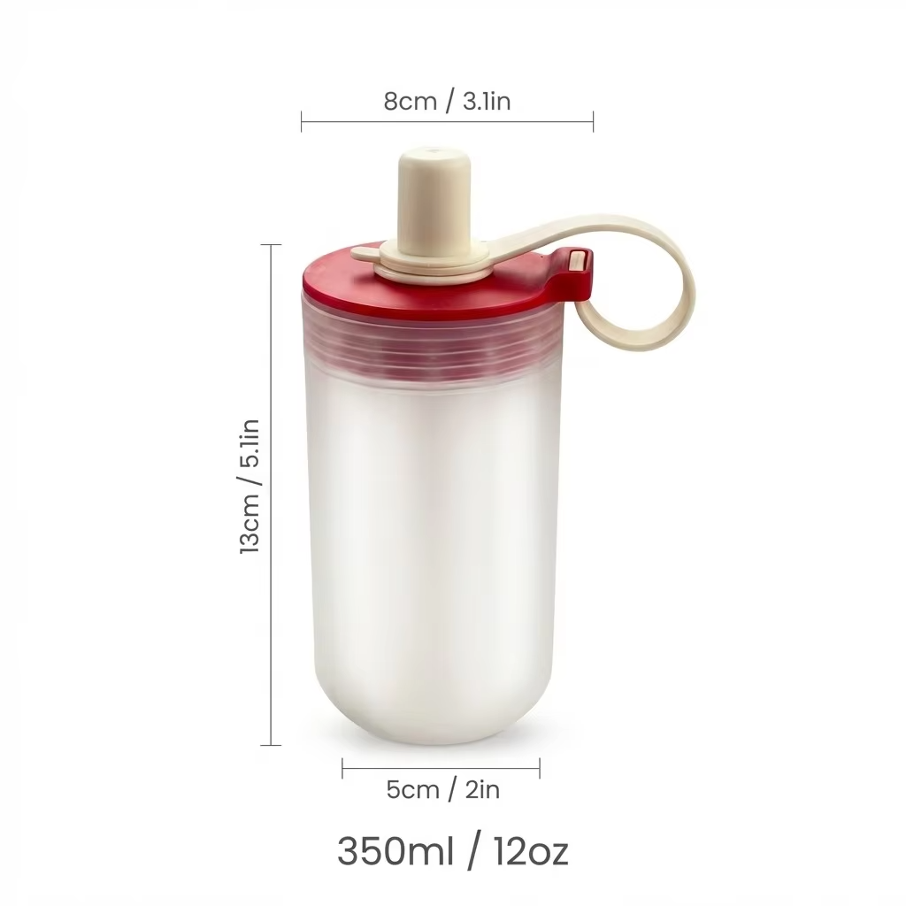 350/550ML Plastic Drinking Bottle With Handle&Straw Travel Sport Water Bottle For Juice Beverage Portable Tumbler For Students