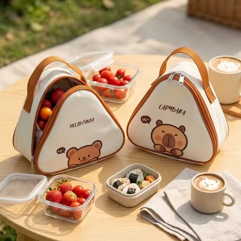 Mini Cute Picnic Bag Portable Cooler Bag Triangle Waterproof Oxford Insulated Bag Outdoor Travel Camping Thermal Lunch Bag