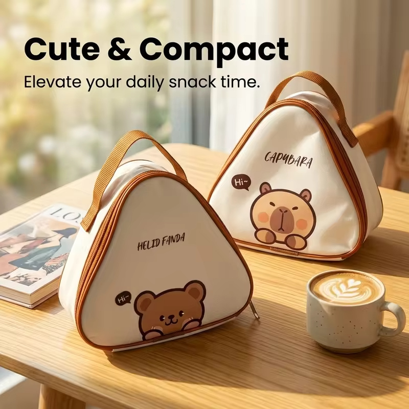 Mini Cute Picnic Bag Portable Cooler Bag Triangle Waterproof Oxford Insulated Bag Outdoor Travel Camping Thermal Lunch Bag