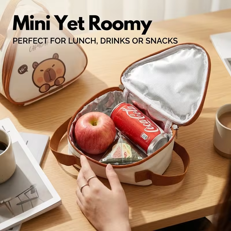 Mini Cute Picnic Bag Portable Cooler Bag Triangle Waterproof Oxford Insulated Bag Outdoor Travel Camping Thermal Lunch Bag