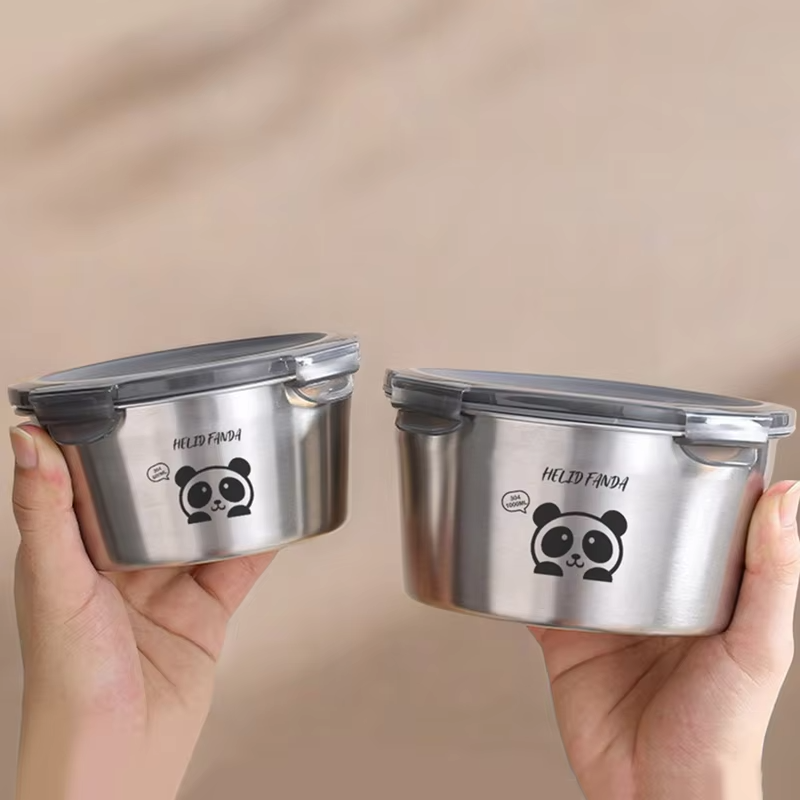 304 Stainless Steel Fresh-keeping Box Refrigerator Frozen Meat Food Container Fruit Vegetable Storage Box Microwave&Oven Safe