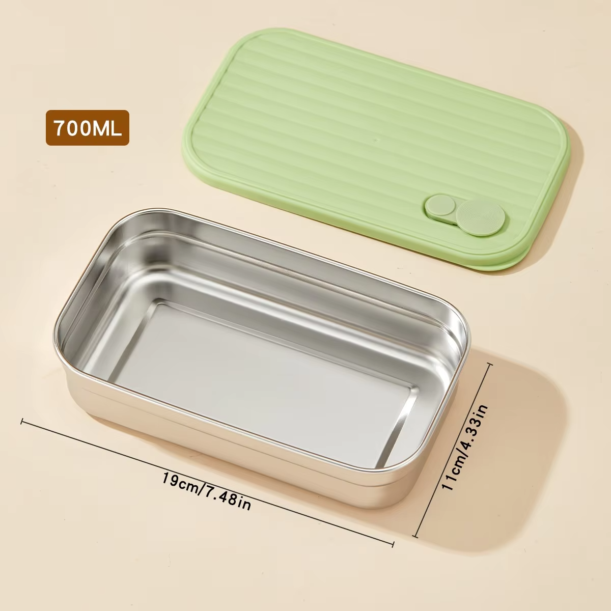Stackable Food Storage Container 1/2 Grids Microwave 304 Stainless Steel Preservation Box Refrigerator Sealed Fresh-keeping Box