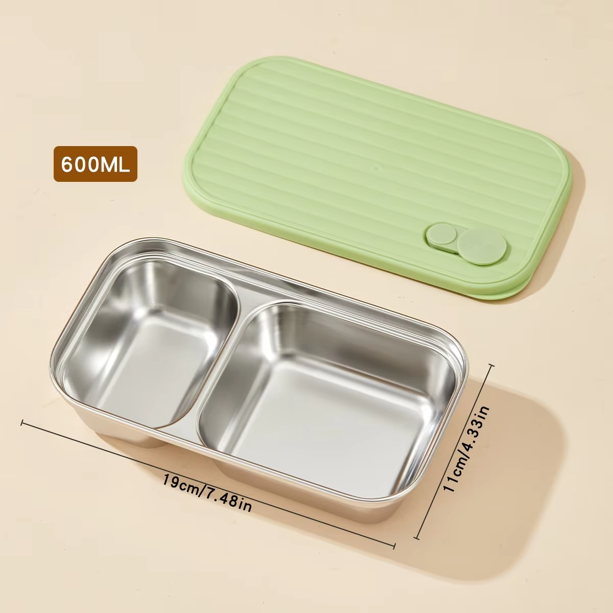 Stackable Food Storage Container 1/2 Grids Microwave 304 Stainless Steel Preservation Box Refrigerator Sealed Fresh-keeping Box