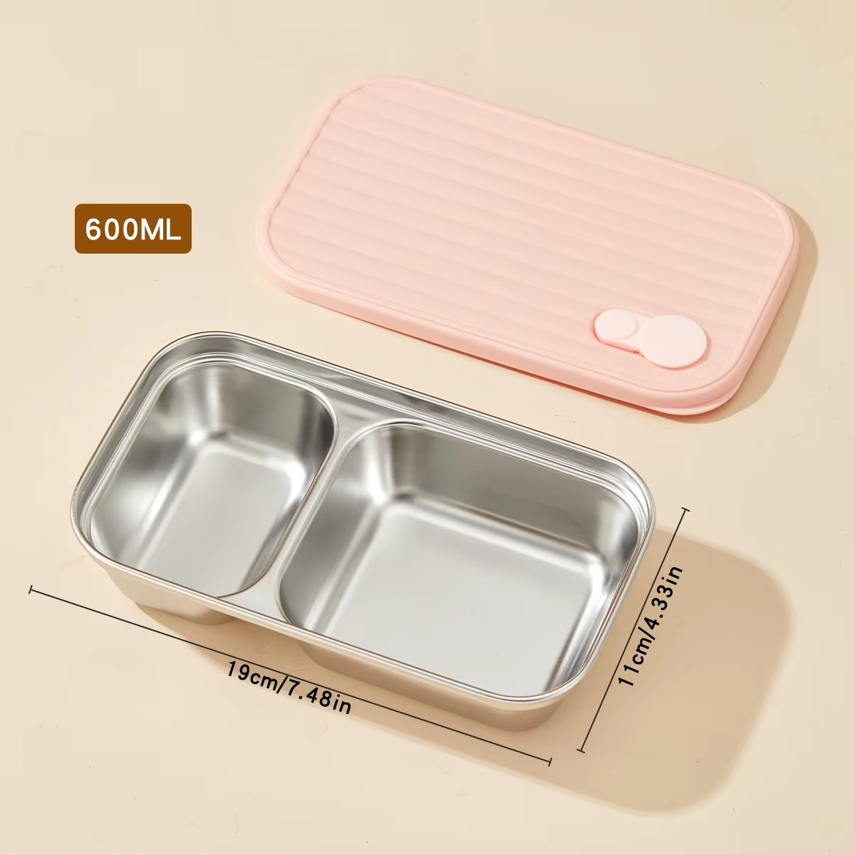 Stackable Food Storage Container 1/2 Grids Microwave 304 Stainless Steel Preservation Box Refrigerator Sealed Fresh-keeping Box