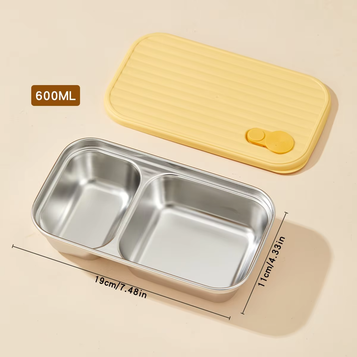 Stackable Food Storage Container 1/2 Grids Microwave 304 Stainless Steel Preservation Box Refrigerator Sealed Fresh-keeping Box