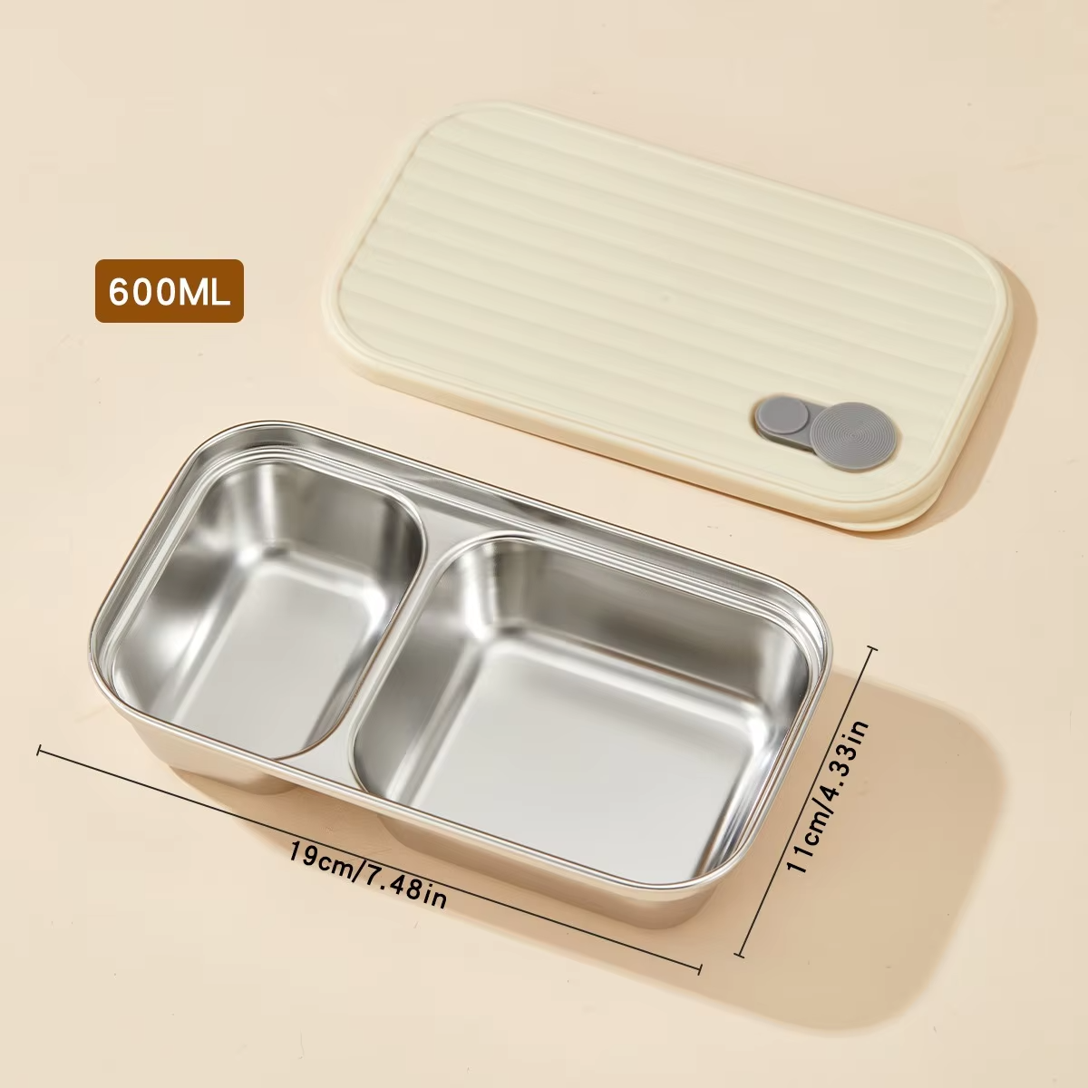 Stackable Food Storage Container 1/2 Grids Microwave 304 Stainless Steel Preservation Box Refrigerator Sealed Fresh-keeping Box