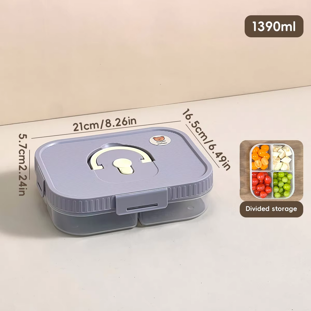 Microwave Plastic Divided Lunch Box With Handle Camping Picnic Portable Leak-proof Fruit Salad Food Container For Kids Students