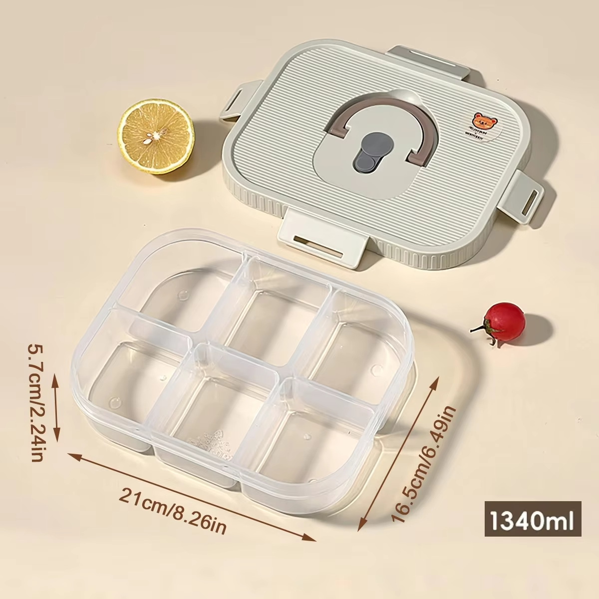 Microwave Plastic Divided Lunch Box With Handle Camping Picnic Portable Leak-proof Fruit Salad Food Container For Kids Students