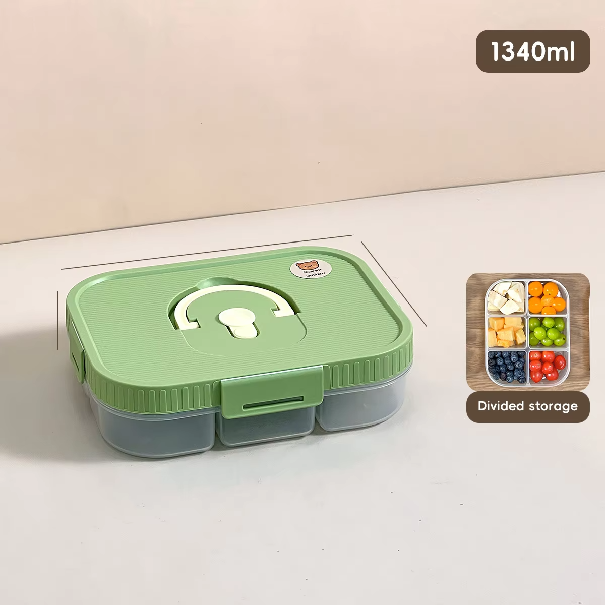 Microwave Plastic Divided Lunch Box With Handle Camping Picnic Portable Leak-proof Fruit Salad Food Container For Kids Students