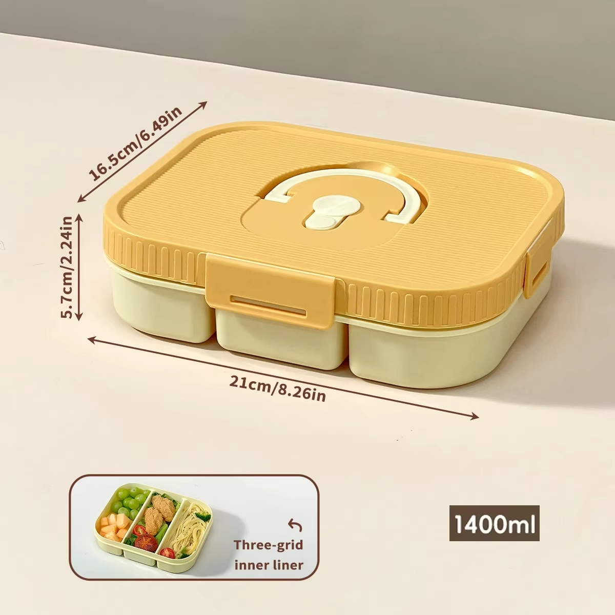 Microwave Plastic Divided Lunch Box With Handle Camping Picnic Portable Leak-proof Fruit Salad Food Container For Kids Students