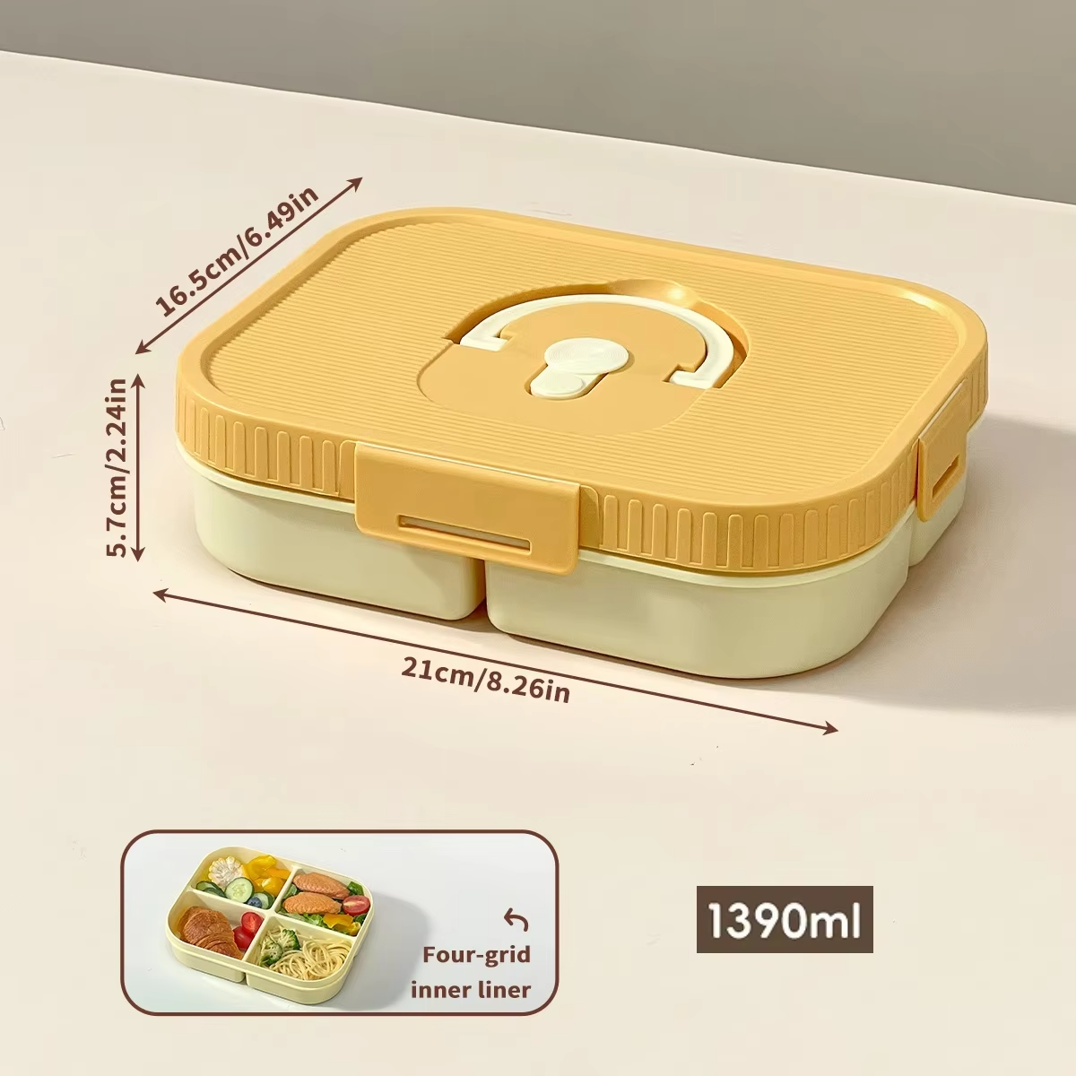 Microwave Plastic Divided Lunch Box With Handle Camping Picnic Portable Leak-proof Fruit Salad Food Container For Kids Students