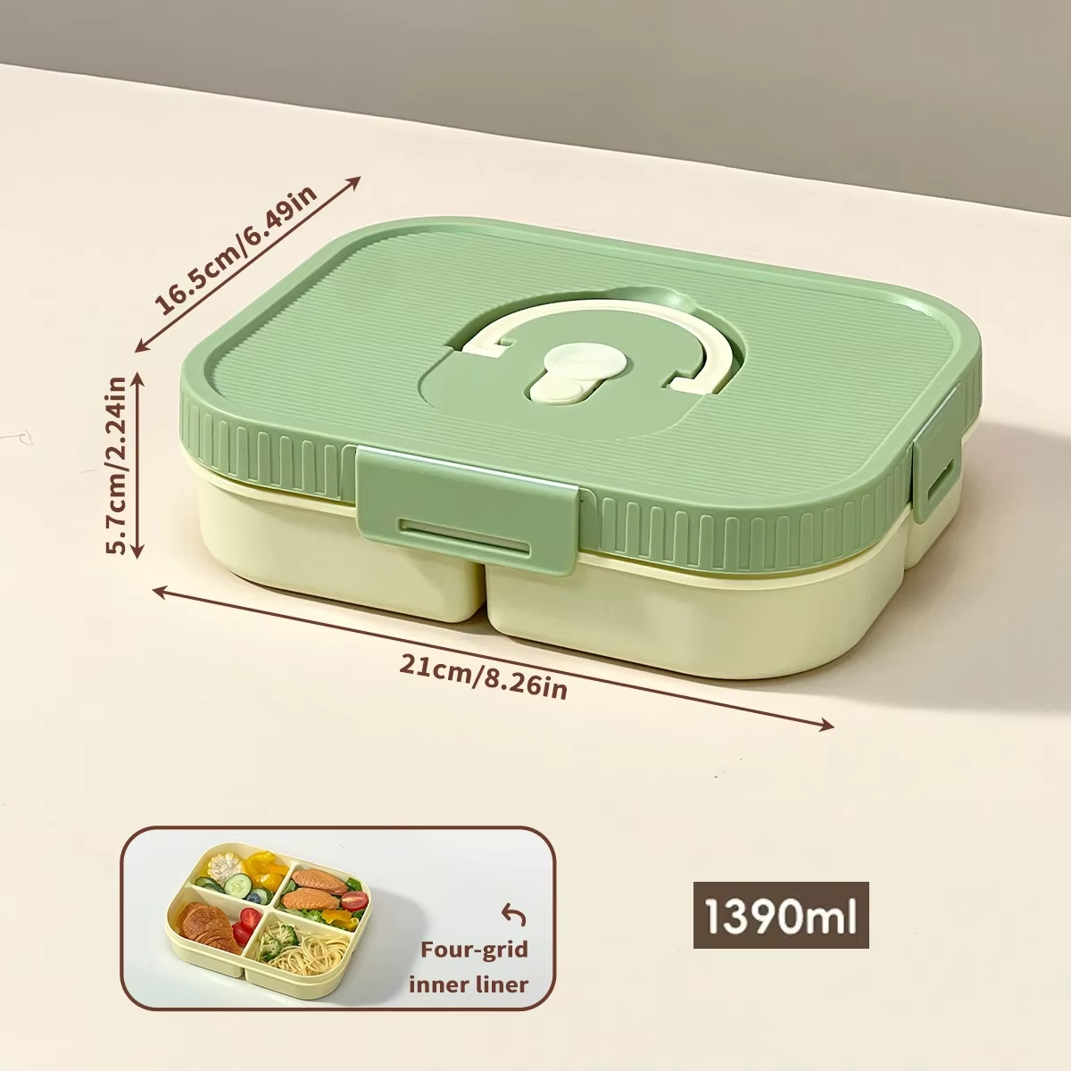 Microwave Plastic Divided Lunch Box With Handle Camping Picnic Portable Leak-proof Fruit Salad Food Container For Kids Students