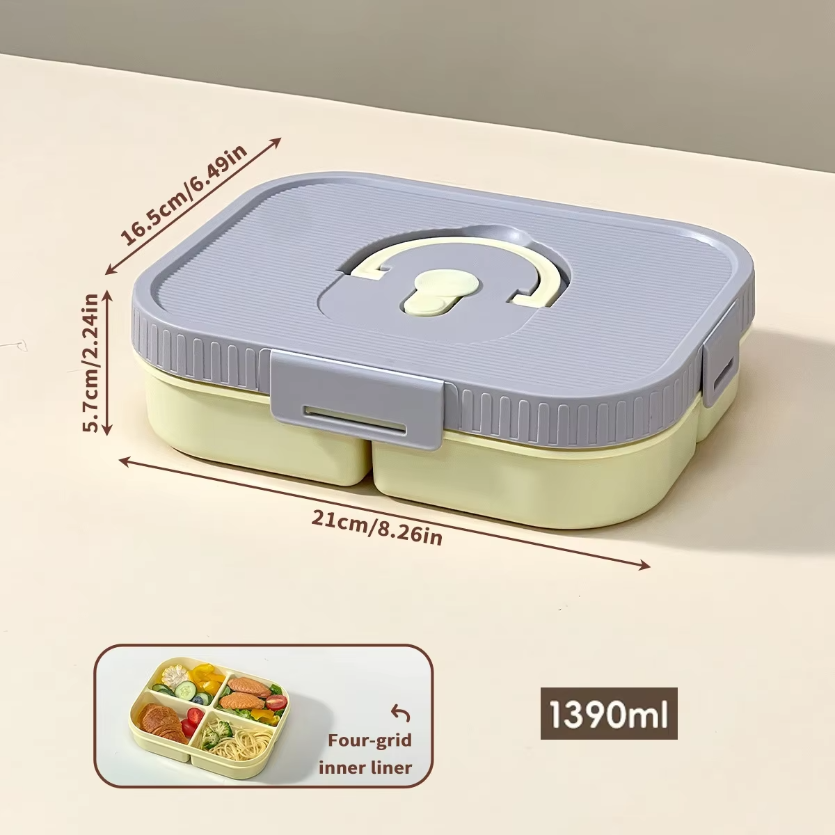 Microwave Plastic Divided Lunch Box With Handle Camping Picnic Portable Leak-proof Fruit Salad Food Container For Kids Students