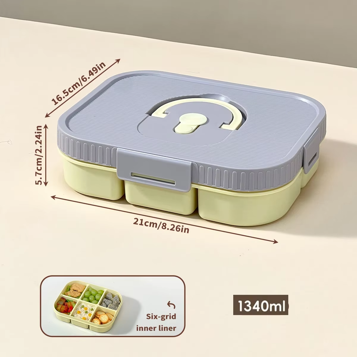 Microwave Plastic Divided Lunch Box With Handle Camping Picnic Portable Leak-proof Fruit Salad Food Container For Kids Students