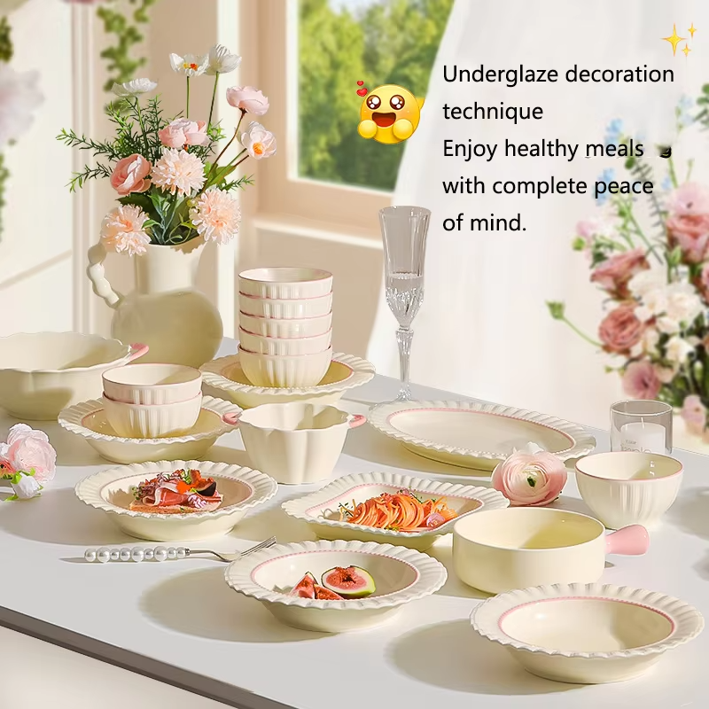 Dinner sets full set kitchen bowl set luxury dinnerware sets porcelain noble dinner for 2-10 people serving table china