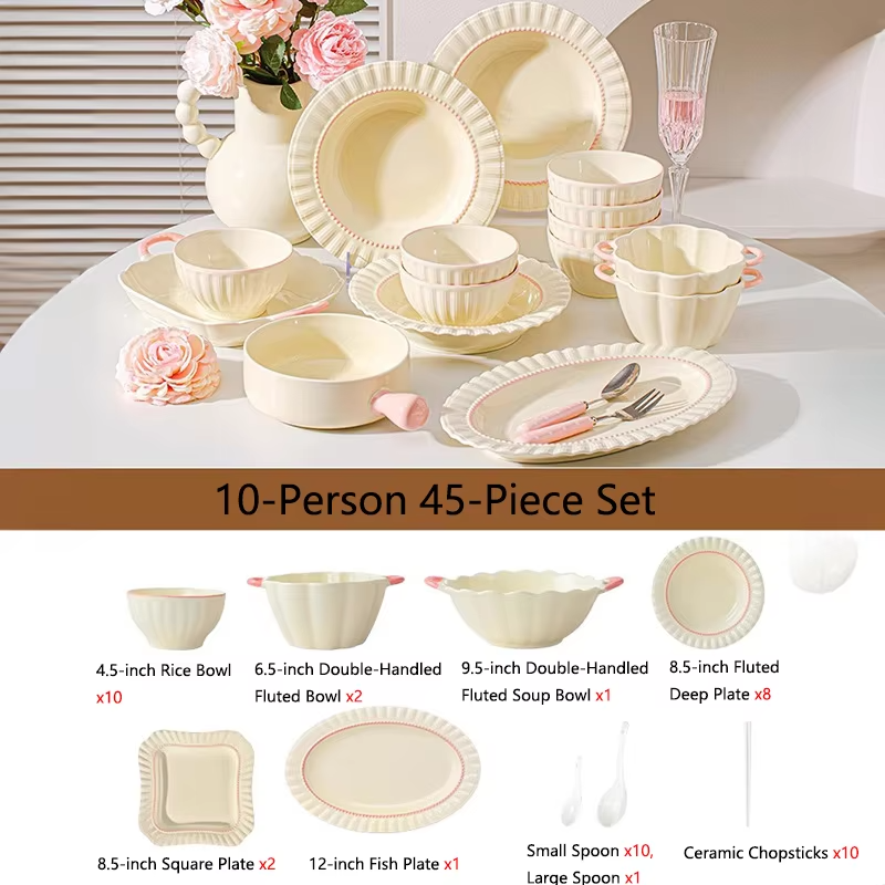 Dinner sets full set kitchen bowl set luxury dinnerware sets porcelain noble dinner for 2-10 people serving table china