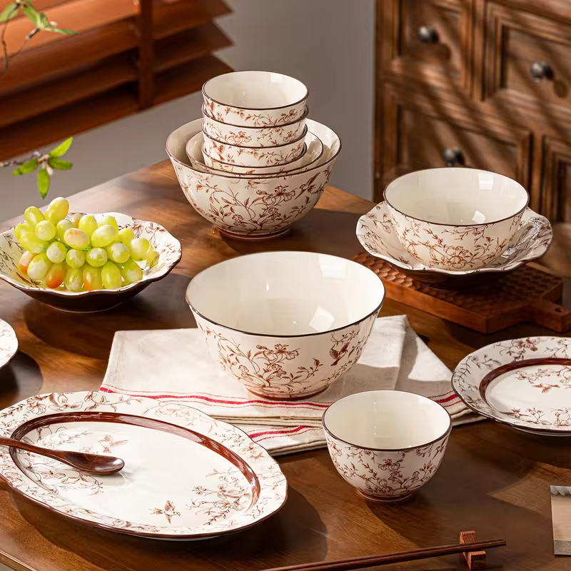 Tableware Set Magpie Leaping 9/19/27/35/43pcs Premium Ceramics Dish Sets Full Set Luxury China Dinnerware Set 2/4/6/8/10 Persons