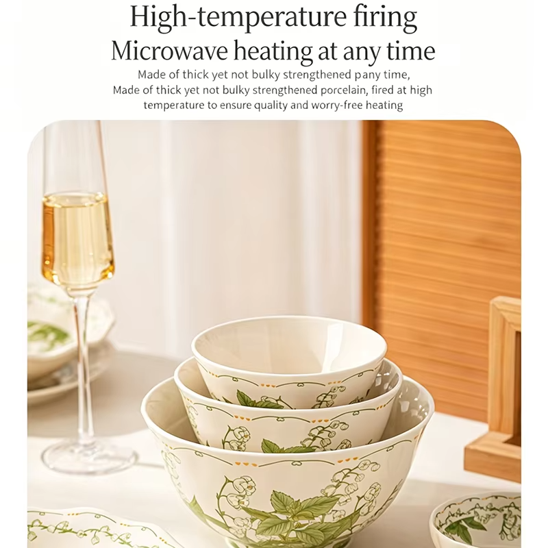 Tableware Set Fresh Green Plants 9/32/44pcs Japanese Ceramics Dish Sets Full Set Luxury Dinnerware Set For 2/4/6/8/10 Persons