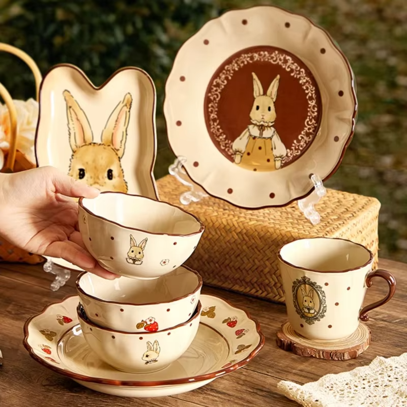Dinnerware sets full set dishes set tableware set bowl retro bunny dishes full table set 5 1 dinner plate set 6 people christmas