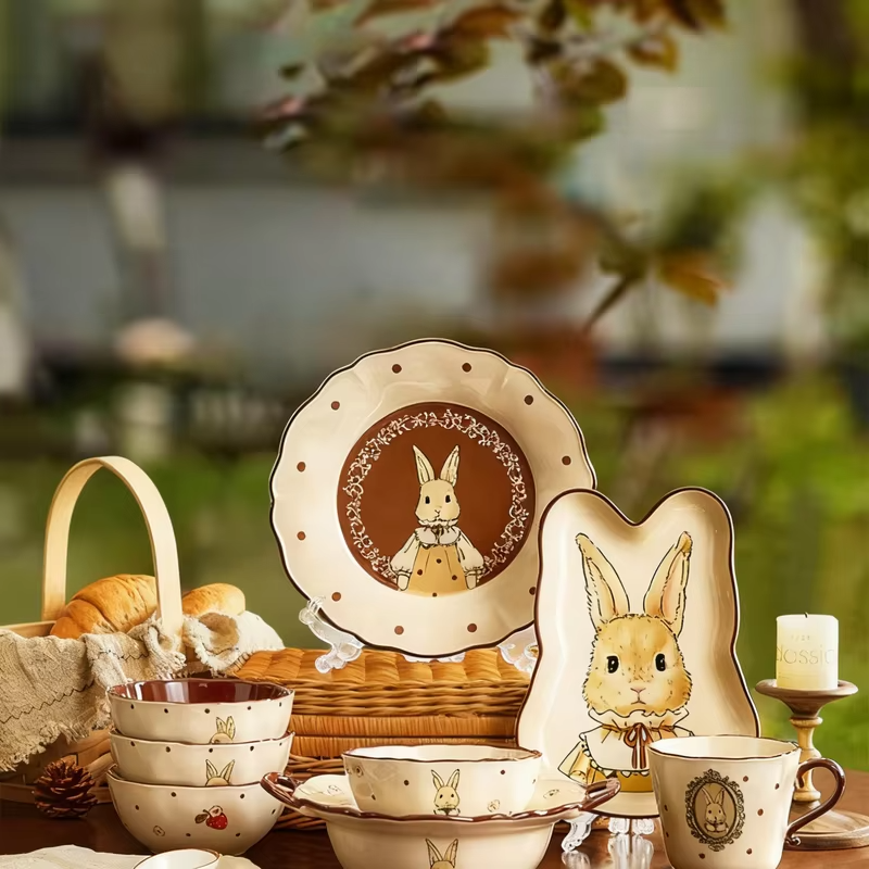 Dinnerware sets full set dishes set tableware set bowl retro bunny dishes full table set 5 1 dinner plate set 6 people christmas