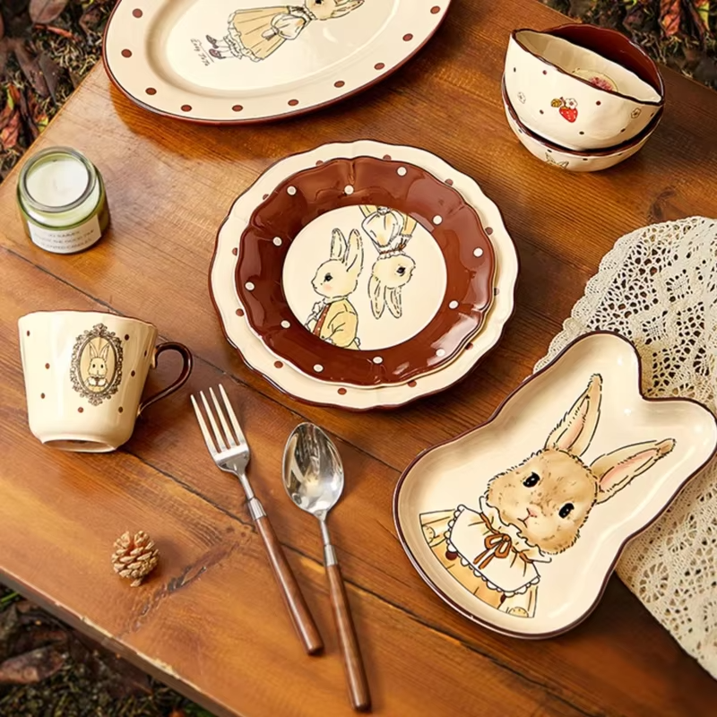 Dinnerware sets full set dishes set tableware set bowl retro bunny dishes full table set 5 1 dinner plate set 6 people christmas