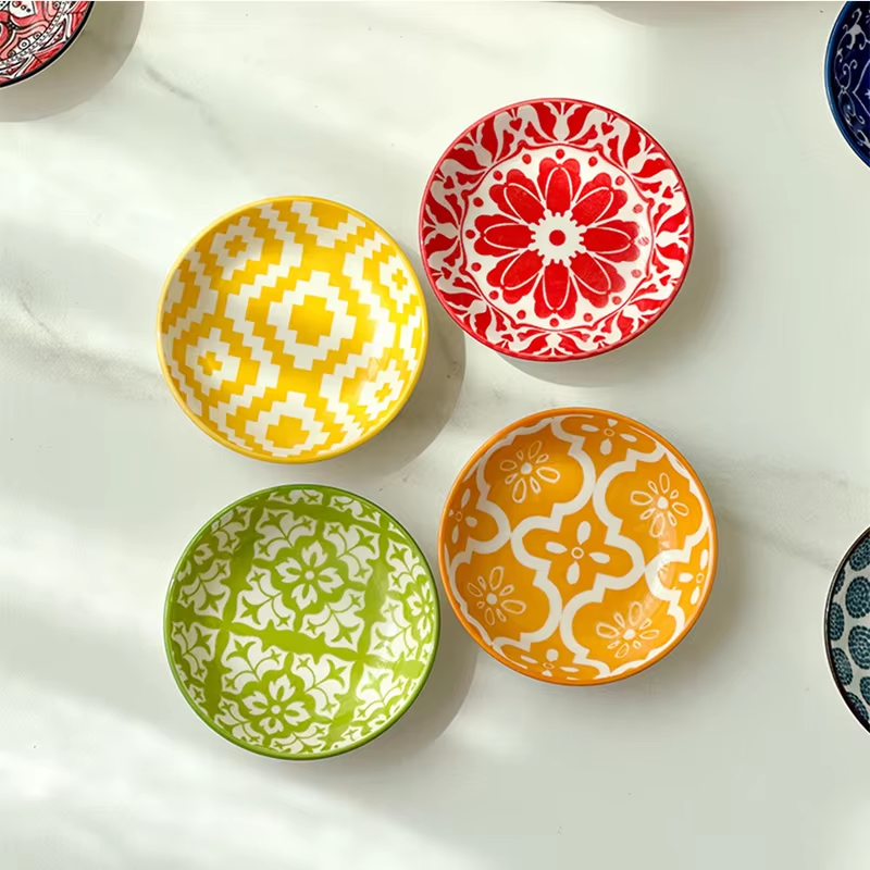16-Piece Bohemian Ceramic Dinnerware Set for 4 People Plate Bowl Spoon Dish Kitchen Restaurant Tableware